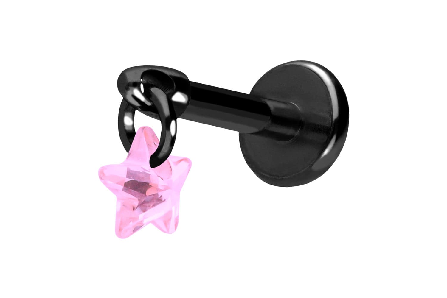 Titan Labret Piercing mit Push Fit KRISTALLSTERN